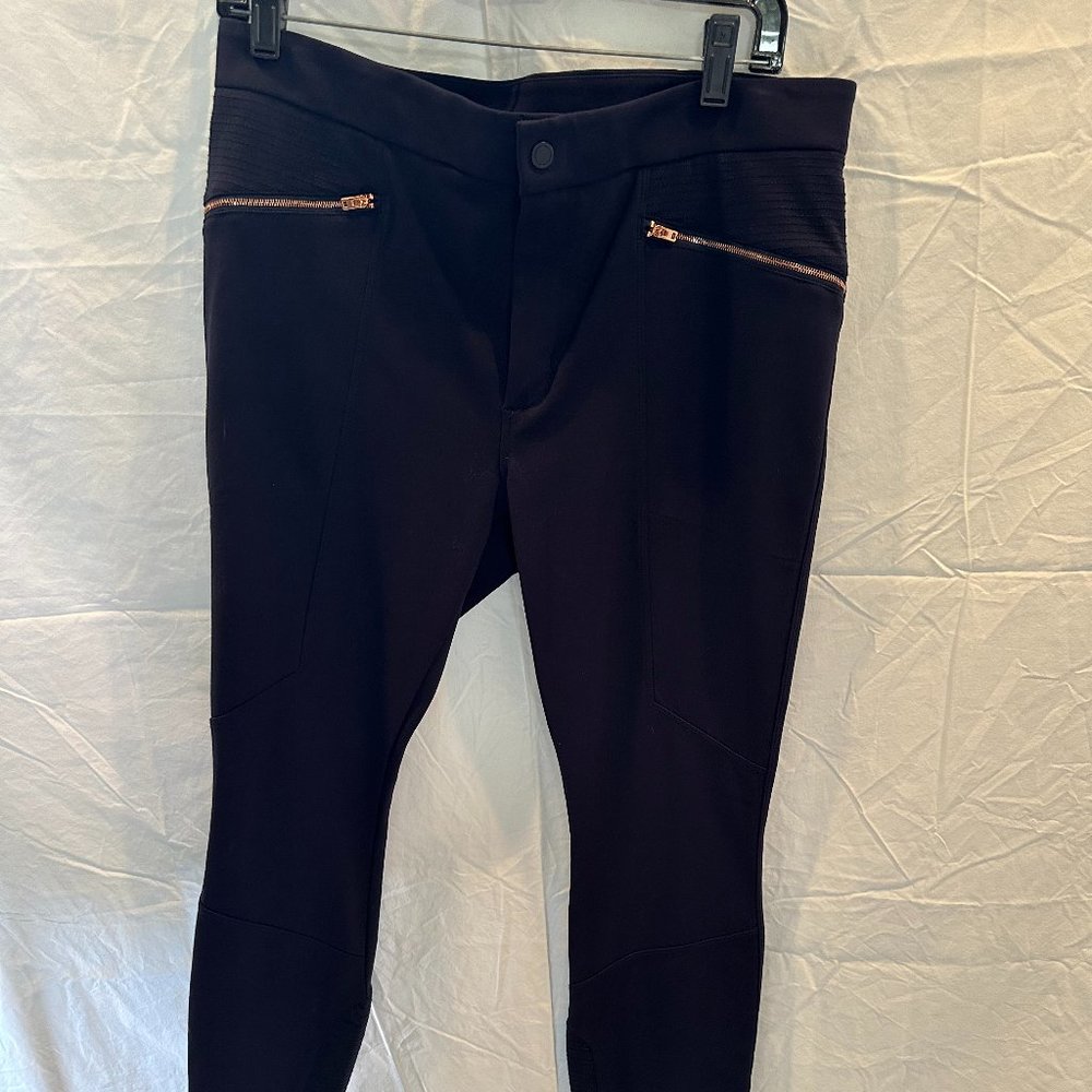 Athleta Navy Capri Pants with Gold Zipper